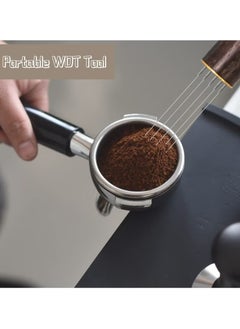 ELFSA Wood Handle Natural Stainless Steel Needles Blender Kitchen Accessories Hand Stirrer Leveler Tamper Distributor Espresso Powder Stirrer Needle Coffee Tamper  - Image 5