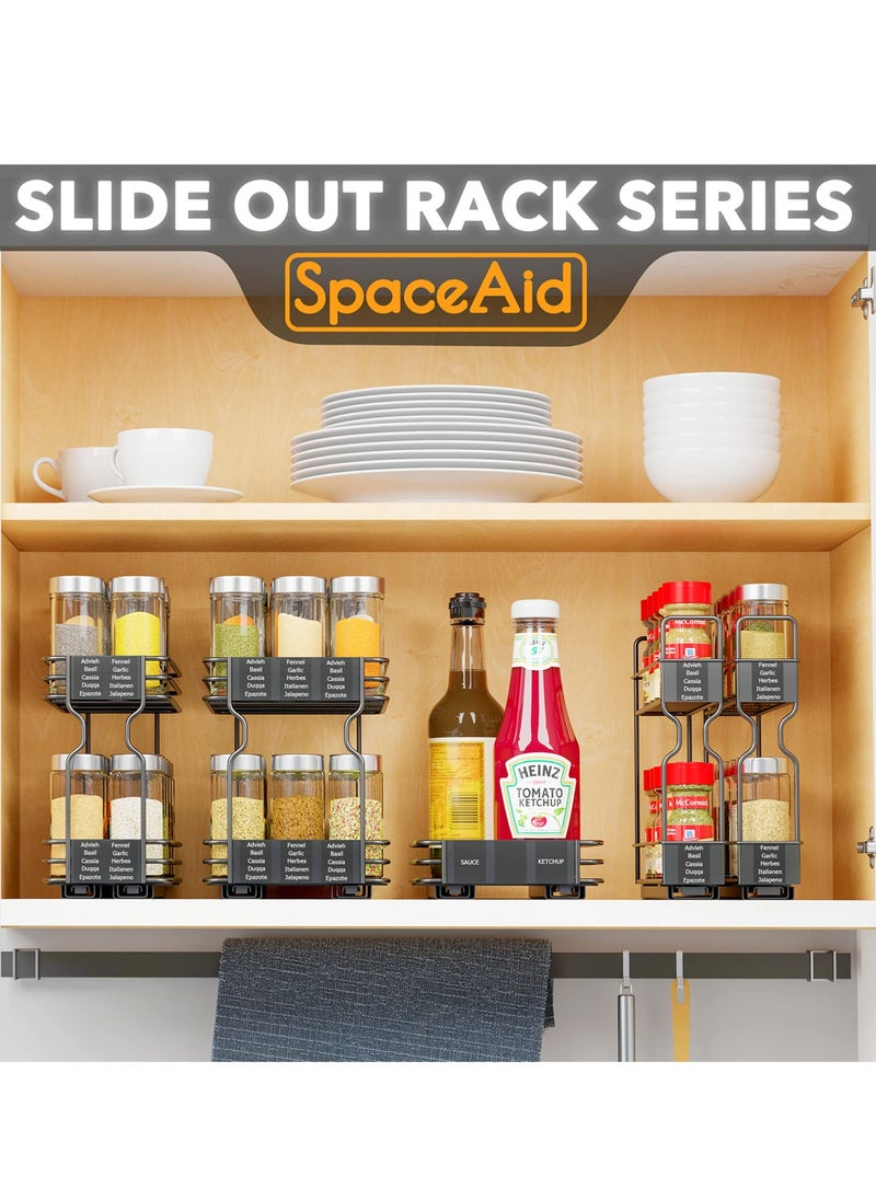 Arabest - Pull Out Spice Rack Organizer for Cabinet, Heavy Duty Slide Out Seasoning Kitchen Organizer, Cabinet Organizer, with Labels and Chalk Marker, 2 Drawers 2-Tier - Image 1