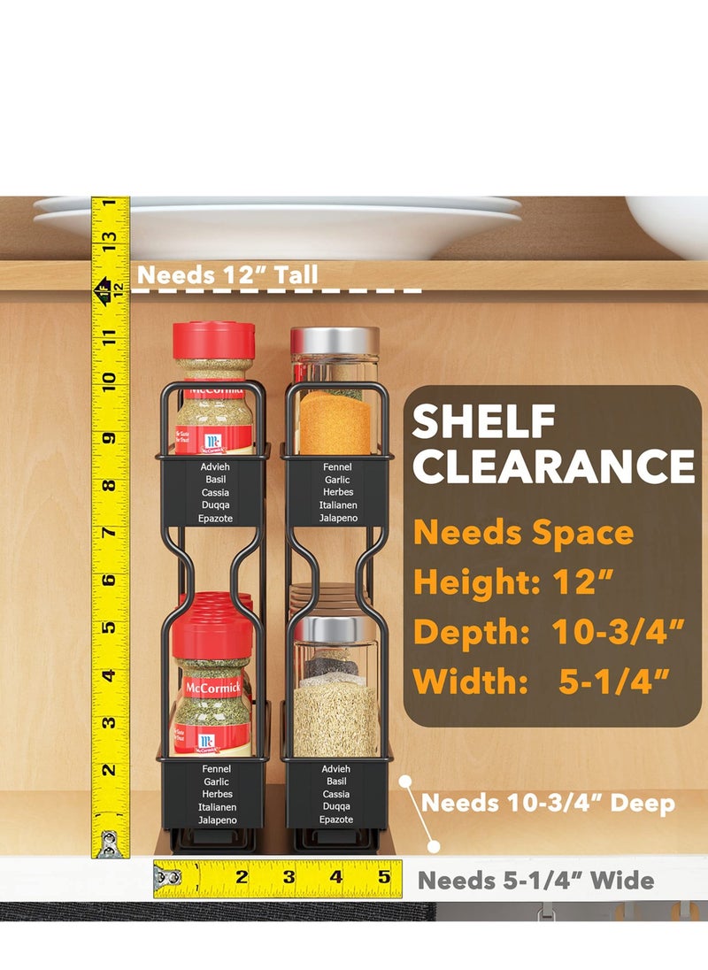 Arabest - Pull Out Spice Rack Organizer for Cabinet, Heavy Duty Slide Out Seasoning Kitchen Organizer, Cabinet Organizer, with Labels and Chalk Marker, 2 Drawers 2-Tier - Image 1