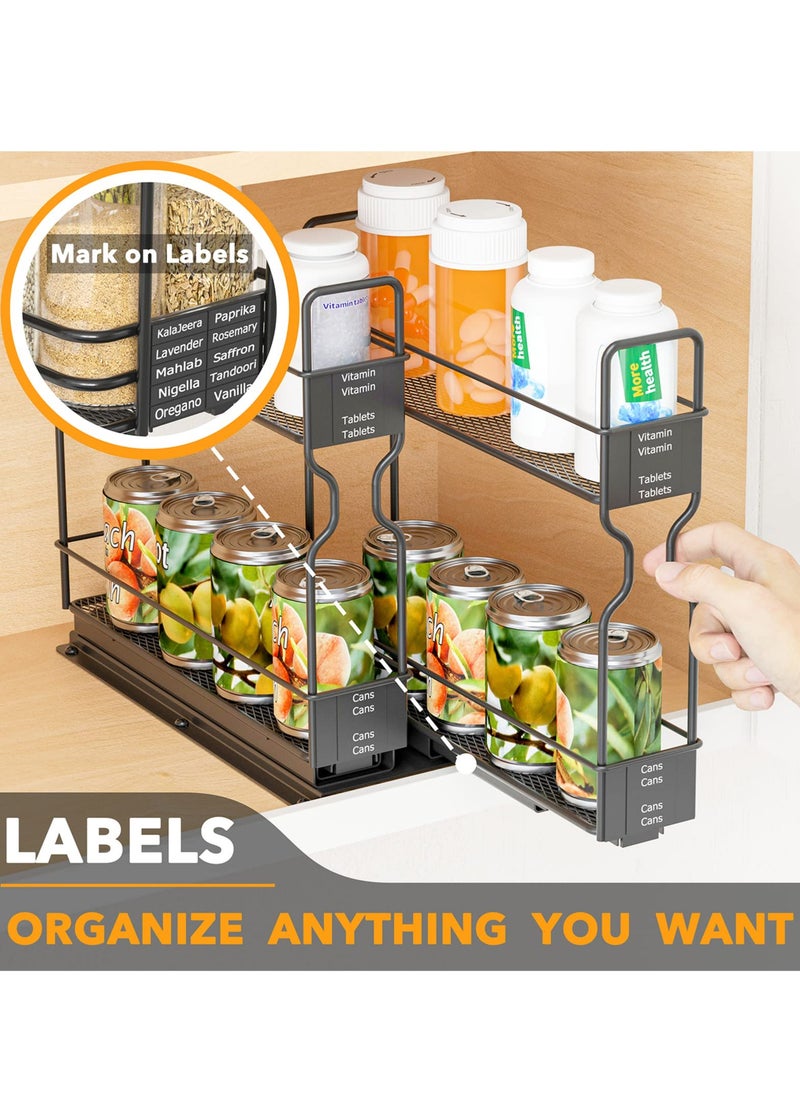 Arabest - Pull Out Spice Rack Organizer for Cabinet, Heavy Duty Slide Out Seasoning Kitchen Organizer, Cabinet Organizer, with Labels and Chalk Marker, 2 Drawers 2-Tier - Image 1