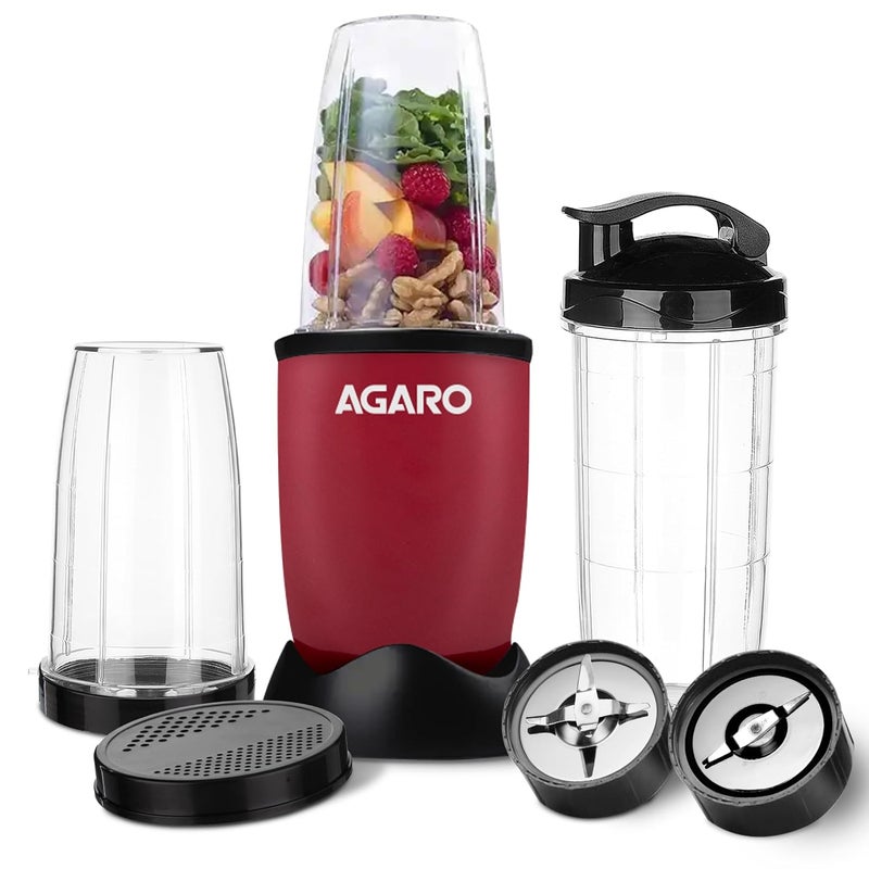 AGARO Regal 3 Jar Personal Blender, 400 Watts, Mixer/Grinder/Smoothie/Juice Maker, Serrated & Cross Ss Blade, Copper Motor, Juices, Nut Butter, Milkshakes, Idli/Dosa, Indian Spice Masala & Chutney - Image 1