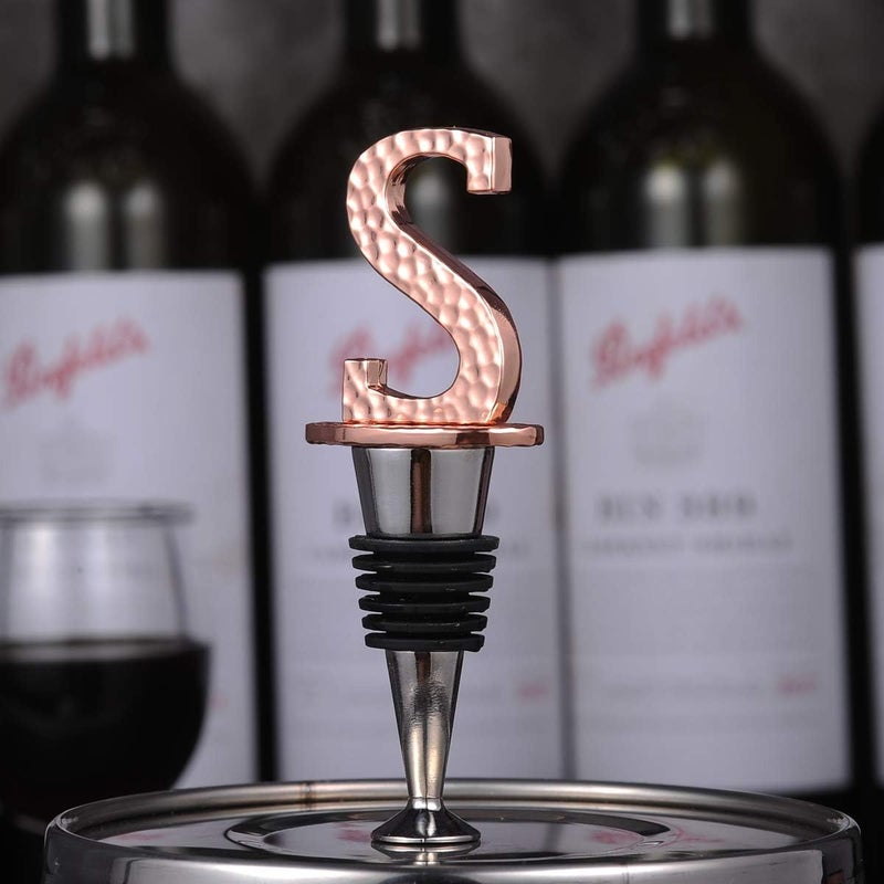 Miicol Wine Stopper, Prosecco Topper, Personalised Champagne Stopper, Rose Gold Wine Bottle Accessories, Wine Lovers Gift, Monogram Gift, Letter S - Image 3