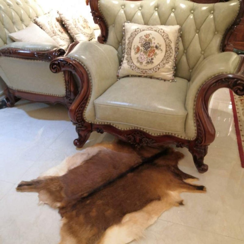 Asuprui Red Deer Hide Rug Deer Skin Rug Deer Taxidermy Fireplace Deerskin Decor Reindeer Hide Area Rug Animals Mat Carpet for Home  Office  Bedroom Taxidermy Hunting Collectable 3.2x2.1ft - Image 1