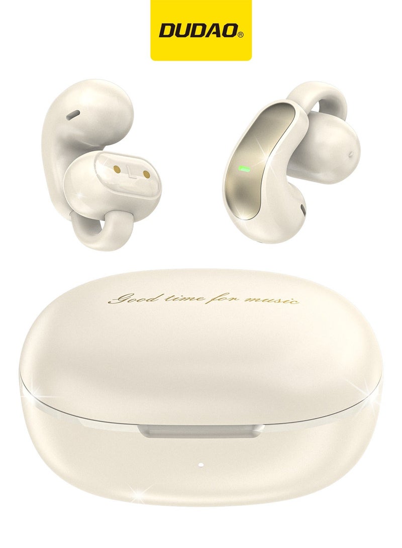 DUDAO Open-Ear Earbuds U20Pro – Clip-On FreeClip Wireless Earphones, Bluetooth Earbuds, Futuristic Design, Feather-Like Wearing, Long Battery Life, iOS & Android – White - Image 1
