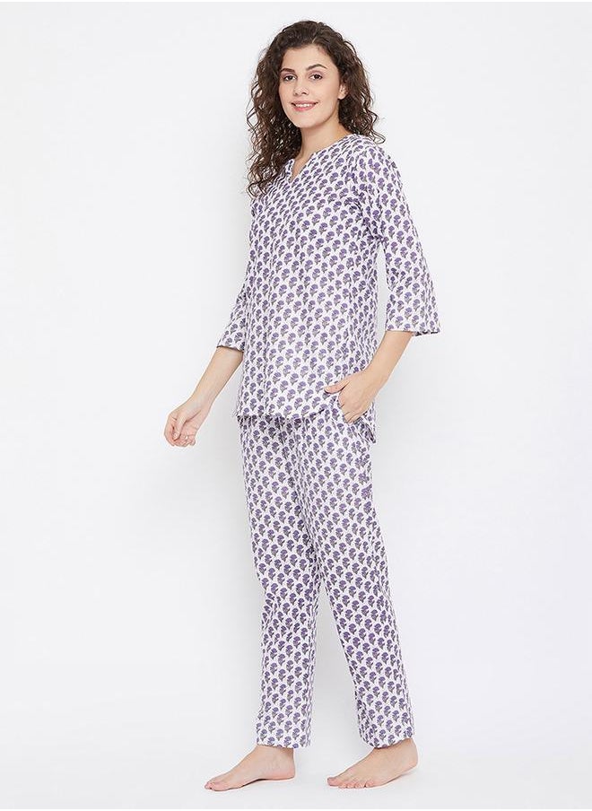 Clovia Cotton Floral Print Top & Pyjama Set by Styli  - Image 2