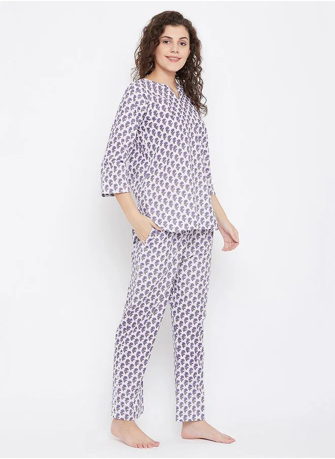 Clovia Cotton Floral Print Top & Pyjama Set by Styli