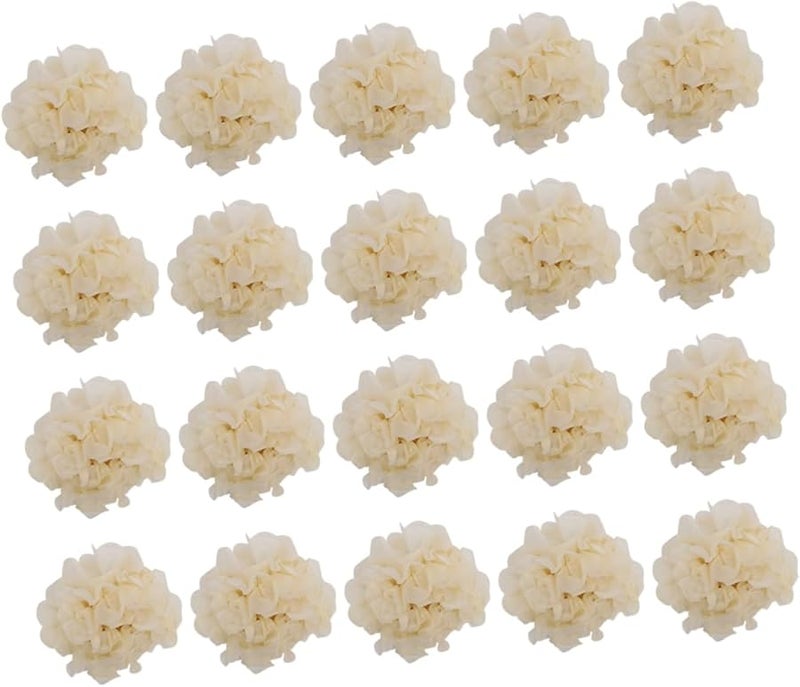 Beige Tissue Paper Pom Poms 20 Pcs Pre Cut Folded Flower Balls For Wedding Party Birthday Decorations - Image 2