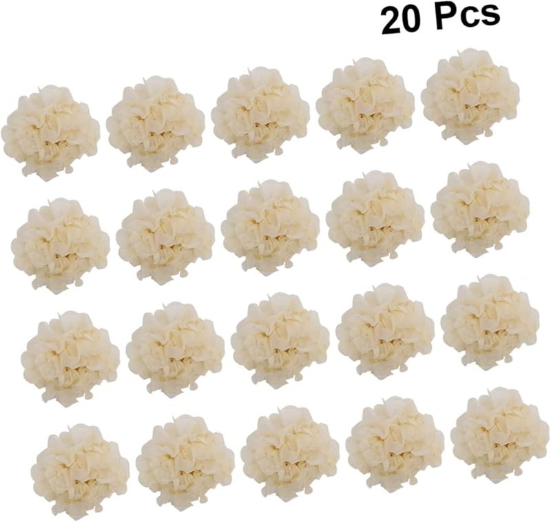 Beige Tissue Paper Pom Poms 20 Pcs Pre Cut Folded Flower Balls For Wedding Party Birthday Decorations - Image 3