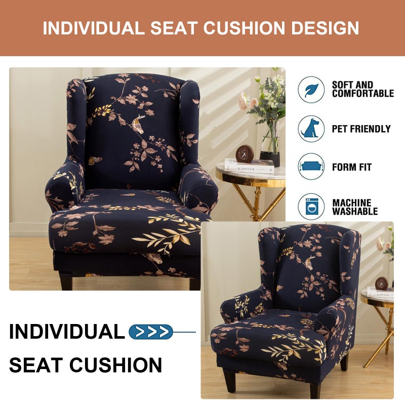 Eco-Ancheng Chair Covers Wingback Chair Slipcover 2-Piece Stretch Wing Chair Slipcovers Wingback Armchair Covers Slipcovers for Wingback Chairs with Elastic Bottom Wing Chair Covers for Living Room - Image 4