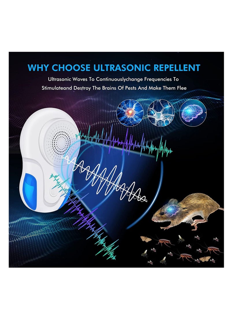 Ultrasonic-Pest-Repeller (6 Packs), Pest Repellent Ultrasonic Plug-in Indoor Electronic Pest Control, for Roach, Mouse, Bugs, Mosquito, Mice, Spider,Fruit Fly
