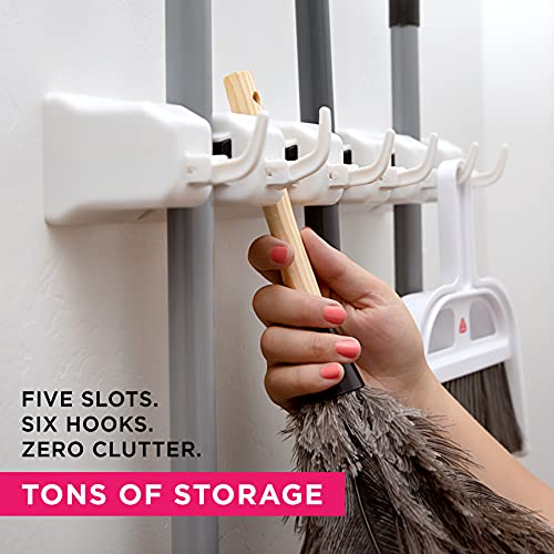 Berry Ave EXTRA GRIP Mop & Broom Holder Wall Mount - Wall Hanging Garden Tool & Utility Closet Organizer, Mop & Broom Hook, Broom Hanger Wall Mount, Mop Broom Organizer, Wall Mounted Broom Rack Mop Storage - Image 2