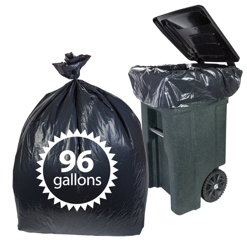 Primode Toter 96 Gallon Trash Bags By Primode  25 Count Extra Heavy Duty Black Garbage Bag For Indoor Or Outdoor Use 61x68 MADE IN THE USA 96 GALLON