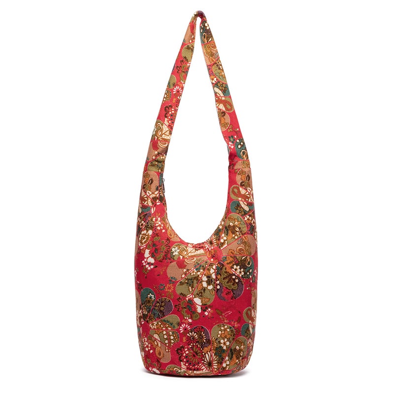 Coton Pose Women Shoulder Handbags Fashion canvas Hippie Crossbody Bags Bohemian Animal Prints Hobo Bags (Red windmill) - Image 1