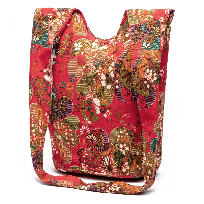 Coton Pose Women Shoulder Handbags Fashion canvas Hippie Crossbody Bags Bohemian Animal Prints Hobo Bags (Red windmill) - Image 2