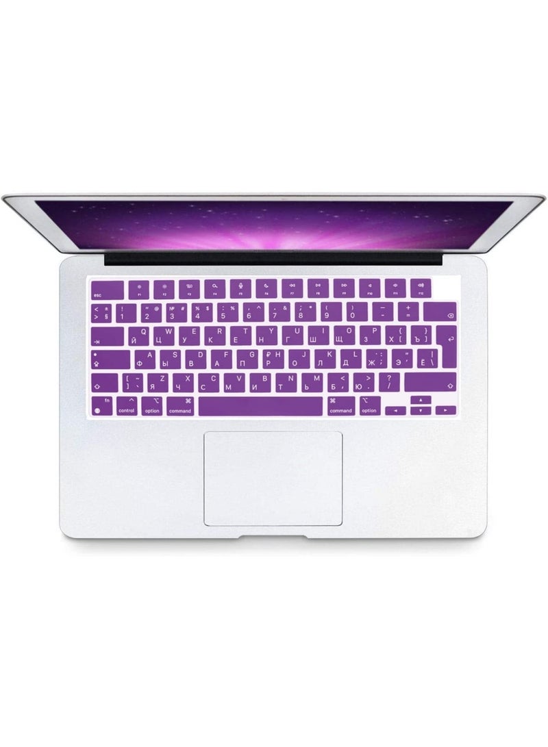 أمم EU/UK ورژن روسی انگریزی کی بورڈ کور MacBook New Air 13.6" & 15.3" M4/M3/M2 ماڈل کے ساتھ ہم آہنگ:-A3113/A2681/A2941/A3114 ریلیز 2024/2023/2022"& MacBook Pro 14.2" & 16.2" M4/M3/M2/M1 ماڈل:- A3112/A3185/A3401/A2992/A2918/A2779/A2442/ A3403/A3186/A2991/A2780/A2485 ریلیز 2024-2021" جامنی - Image 4