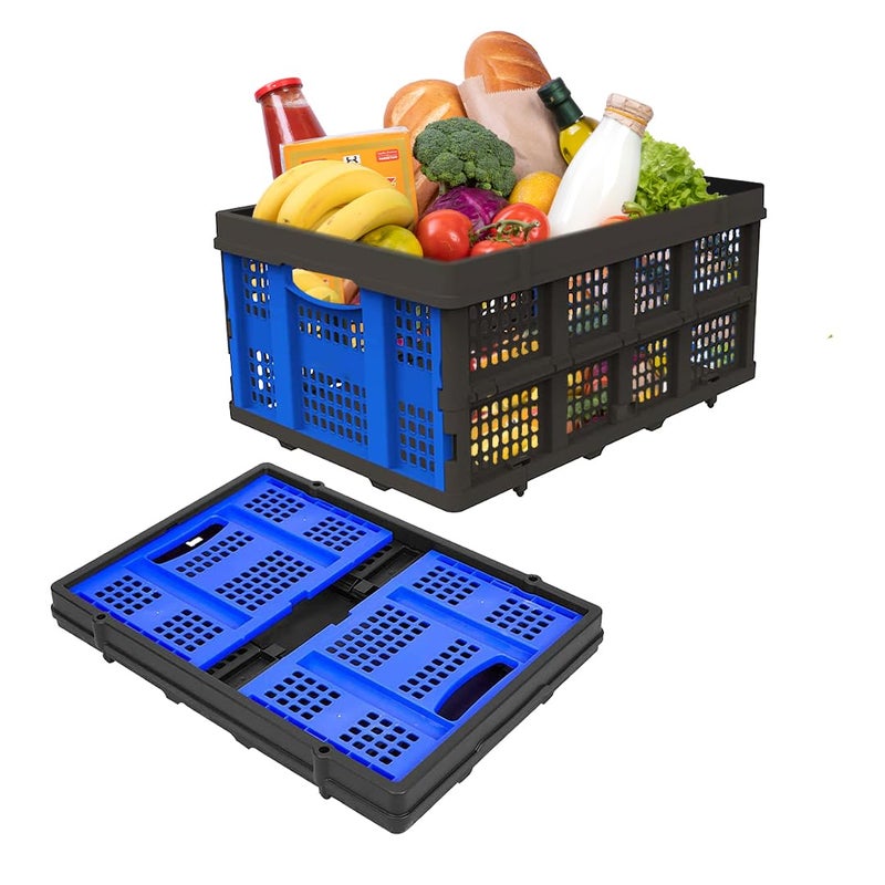 Cheston Portable Collapsible Basket I Foldable Crate w 25 Kg Capacity I Heavy Duty Durable Plastic FoldableStackable Crate for Storage and Organizing I Storage Big Size 56 x 41 x 27 cm Pack of 1 - Image 1