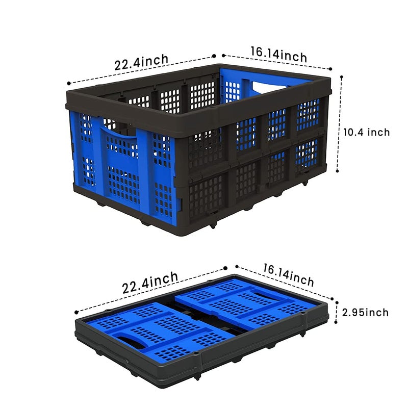 Cheston Portable Collapsible Basket I Foldable Crate w 25 Kg Capacity I Heavy Duty Durable Plastic FoldableStackable Crate for Storage and Organizing I Storage Big Size 56 x 41 x 27 cm Pack of 1 - Image 2