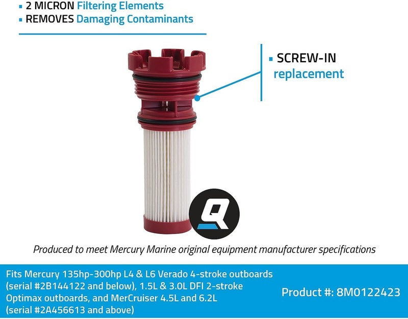 Quicksilver 8M0122423 Fuel Filter Element for Select Mercury Outboards and MerCruiser Sterndrive Engines - Image 4