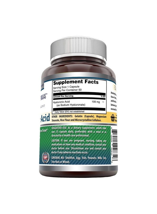 Amazing Nutrition Amazing Formulas Hyaluronic Acid 100Mg 60 Capsules Supplement ; Non Gmo ; Gluten Free ; Made In Usa - Image 3