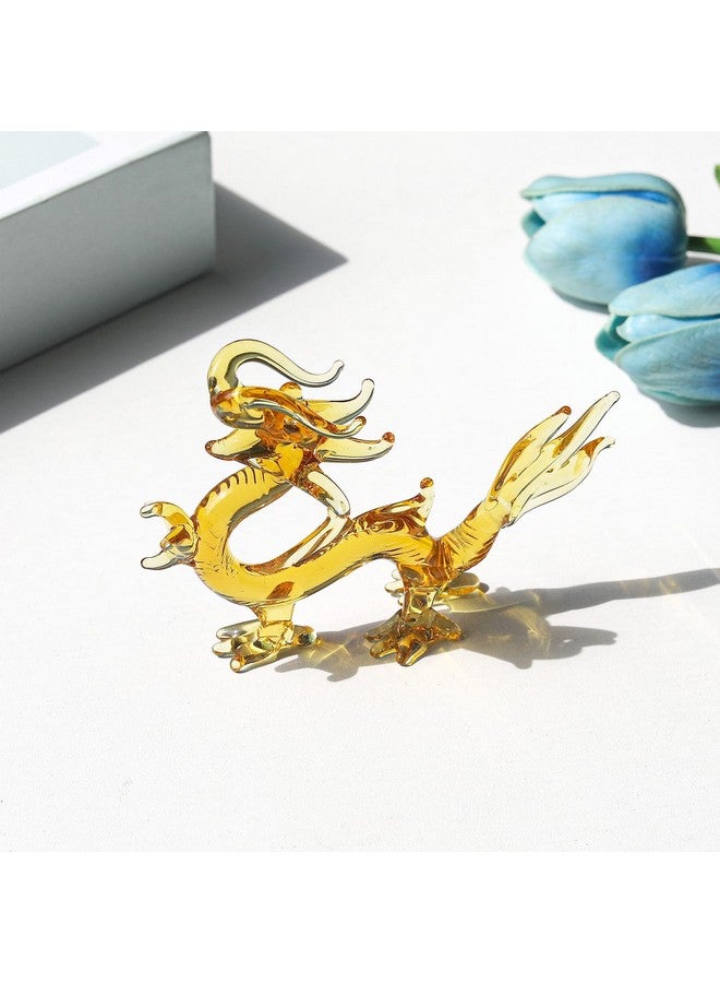 LONGWIN Crystal Dragon Statue Hand Blown Glass Dragon Figurines Chinese Dragon Decoration for Home Lucky Feng Shui Decor 4.4 Inch - Image 4