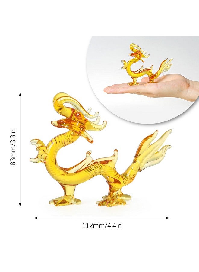 LONGWIN Crystal Dragon Statue Hand Blown Glass Dragon Figurines Chinese Dragon Decoration for Home Lucky Feng Shui Decor 4.4 Inch - Image 3