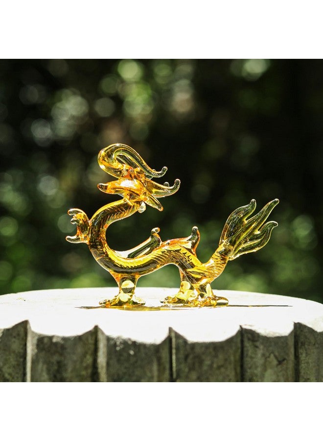 LONGWIN Crystal Dragon Statue Hand Blown Glass Dragon Figurines Chinese Dragon Decoration for Home Lucky Feng Shui Decor 4.4 Inch - Image 5