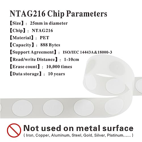 Timeskey NFC 25pcs TimesKey NFC Tag Ntag216 NFC Stickers 25mm NFC 216 Tags ntag216 Stickers 888 Bytes Memory NFC Tags iOS Compatible with All NFC Capable Phones. - Image 2