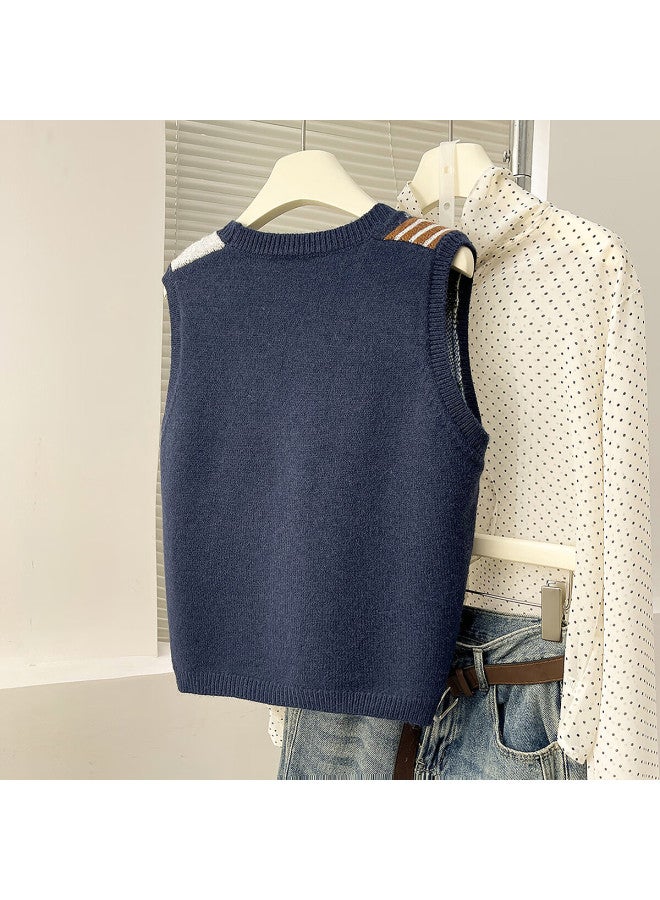 Tonlion Autumn Winter Women's V-neck Cardigan Vest With Fun Patterns - Image 4