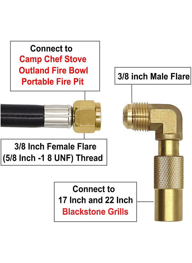 Generic - Propane Elbow Adapter with Extension Hose 12FT Propane Quick Connect Hose RV to Grill for Blackstone 17'' and 22'' Griddle Lp Quick Connect Hose For Rv Grill Camp Chef Stove Portable Fire Pit - Image 1