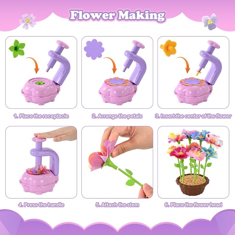BlueSwan مجموعة باقة الزهور القماشية DIY من BlueSwan، مجموعة صنع الزهور الفنية والحرفية للأطفال، ألعاب الحرف اليدوية للفتيات من 4 إلى 12 عامًا، ADHD، لعبة تعليمية للآباء والأطفال، هدية ما قبل المدرسة وعيد الميلاد - أرجواني | مجموعات ضغط الزهور للأطفال، هدايا عيد الميلاد، ألعاب الحرف اليدوية، مجموعة الزهور الاصطناعية DIY، ألعاب تعليمية - Image 5