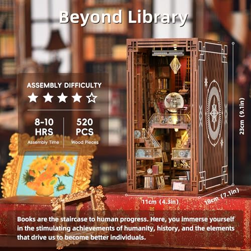 CCCDF DIY Book Nook Kit DIY Miniature Dollhouse Booknook Kit 3D Wooden Puzzle Bookend Bookshelf Insert Decor with LED Light for Teens and Adults Beyond Library - Image 4