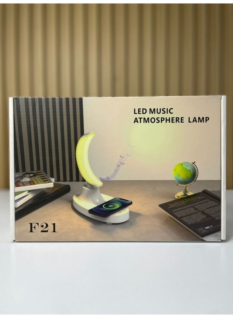 جرين تايجر مصباح موسيقي LED على شكل هلال مع شاحن لاسلكي ومكبر صوت بلوتوث - Image 2