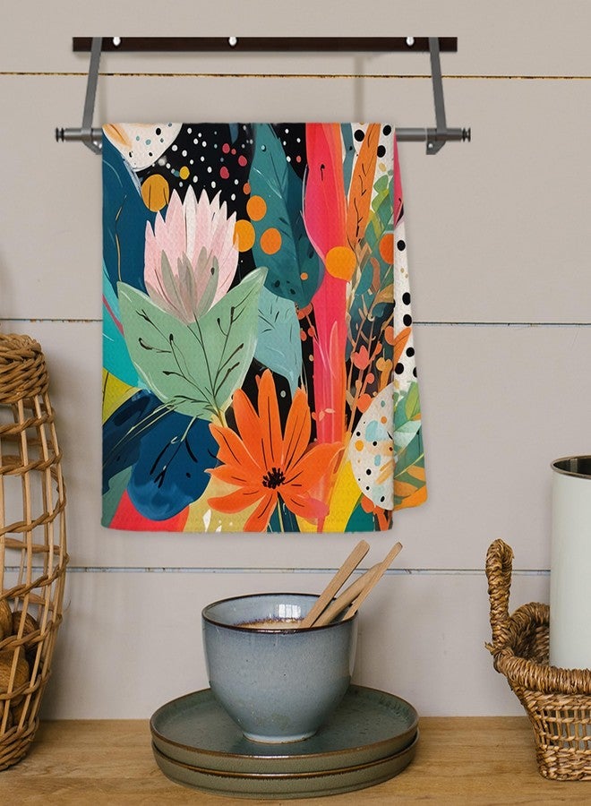 JINYO Abstract Boho Floral Kitchen Towels, Maximalist Eclectic Plants Hand Towels for Bathroom Kitchen Decor, Trendy Colorful Botanical Decorative Dish Tea Towels, 16x24 Inch - Image 5