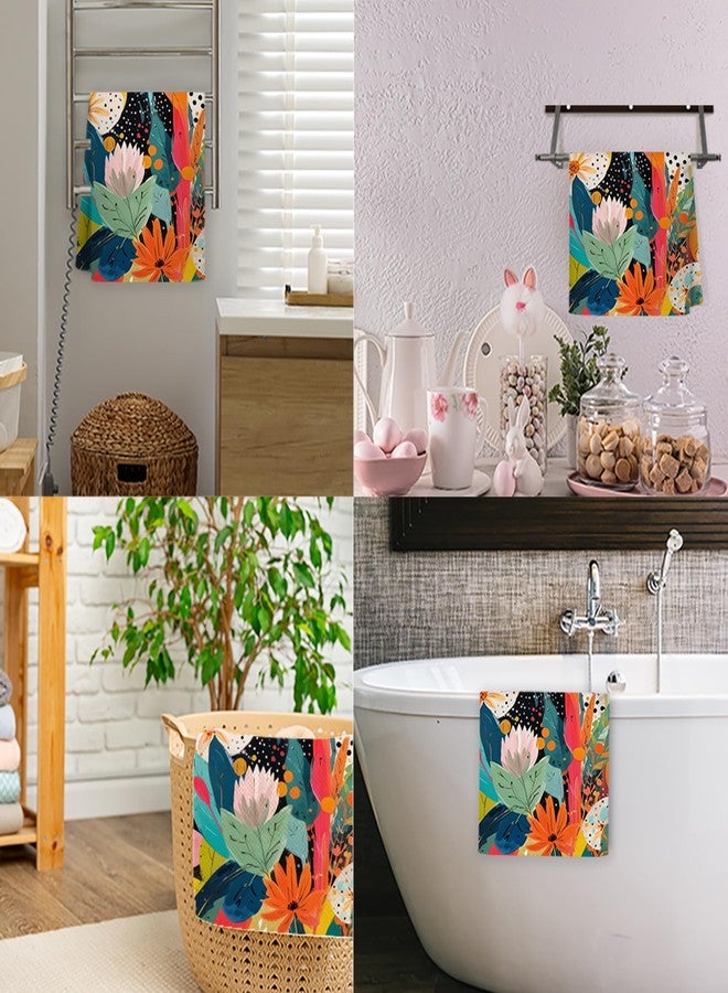 JINYO Abstract Boho Floral Kitchen Towels, Maximalist Eclectic Plants Hand Towels for Bathroom Kitchen Decor, Trendy Colorful Botanical Decorative Dish Tea Towels, 16x24 Inch - Image 3