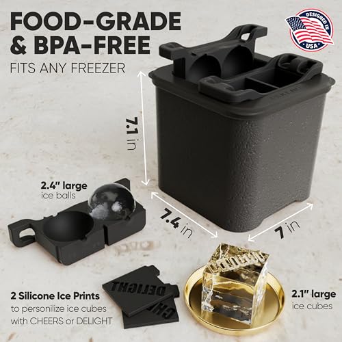 Berlinzo Clear Ice Cube Maker Mold - Combo 2+2 Crystal Clear Ice Cubes & Balls - Ice Square Maker Mold, Pure Round Ice Spheres for Whiskey, Cocktails & Bourbon (Non-electric) - Image 4
