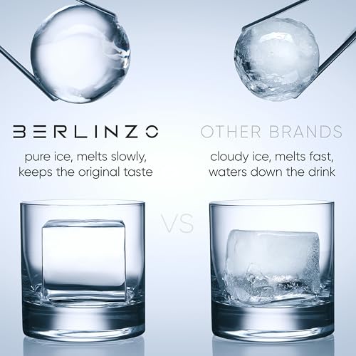 Berlinzo Clear Ice Cube Maker Mold - Combo 2+2 Crystal Clear Ice Cubes & Balls - Ice Square Maker Mold, Pure Round Ice Spheres for Whiskey, Cocktails & Bourbon (Non-electric) - Image 2