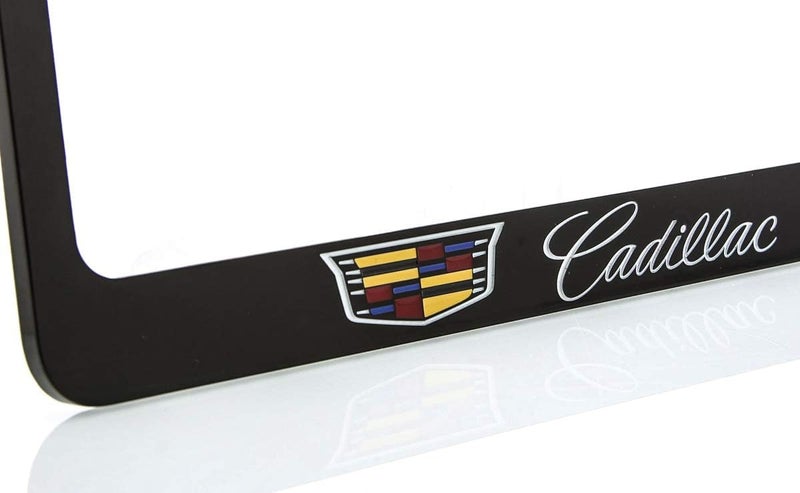 Cadillac Zinc License Plate Frame with Glossy Black Finish - Image 2