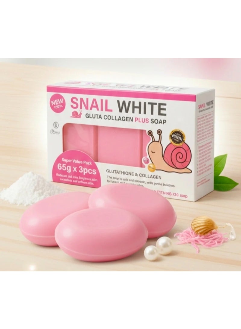 SNAIL WHITE GLUTA COLLAGEN PLUS SOAP /SUPER VALUE PACK 65GX 3PCS - Image 1