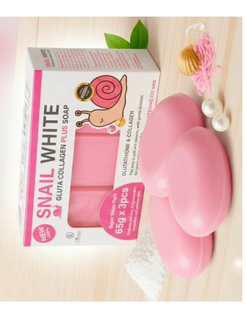 SNAIL WHITE GLUTA COLLAGEN PLUS SOAP /SUPER VALUE PACK 65GX 3PCS - Image 2