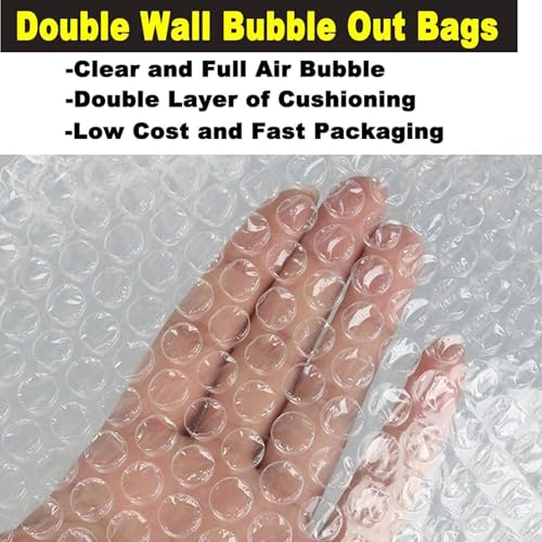 EVANCENT 50Pcs Clear Bubble Out Bags, 12”x16” Bubble Pouches Bags for Shipping, Double Wall Cushioning Wrap Pouch for Moving Packaging Storage Fragile China Dishes Electronic Item - Image 3