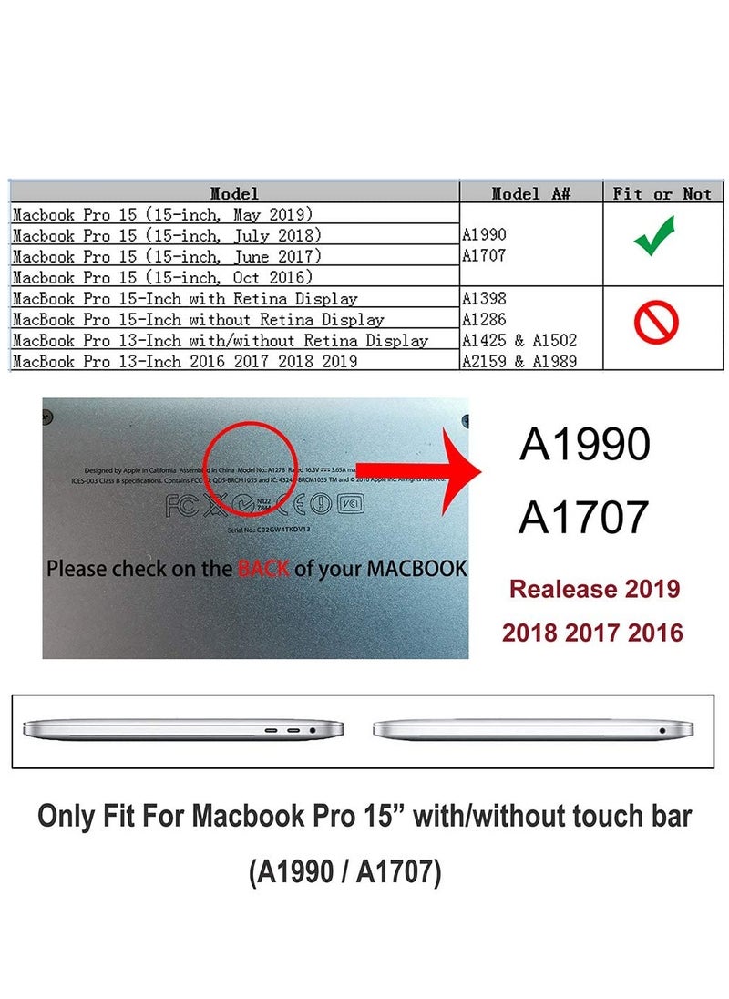Generic - Hard Shell Case Protective Snap On Cover Compatible with Apple MacBook Pro 15 inch 2019 2018 2017 2016 Release A1990 A1707 with Touch Bar and Touch ID (Crystal Black) - Image 1