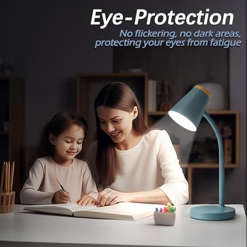 EJIAXIN Desk Lamps for Home Office - Small LED Desk Lamp Touch Dimmable Reading Light for College Dorm Room - Adjustable Flexible Gooseneck Table Lamp for Bedside Bedroom Nightstand Blue - Image 5