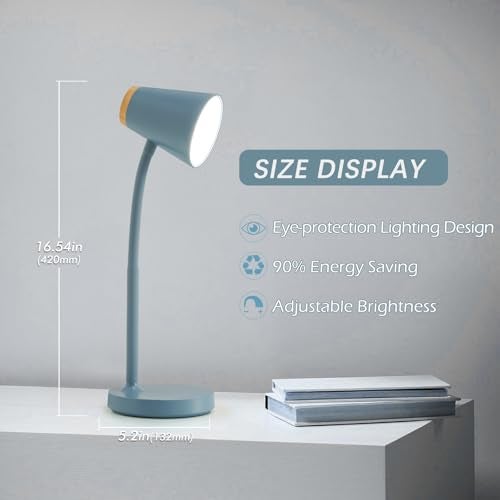 EJIAXIN Desk Lamps for Home Office - Small LED Desk Lamp Touch Dimmable Reading Light for College Dorm Room - Adjustable Flexible Gooseneck Table Lamp for Bedside Bedroom Nightstand Blue - Image 3