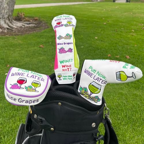 Giggle Golf “Putt Now Wine Later” Golf Club Headcovers. Blade, Mallet & Hybrid Covers. Wine Lover Golf Accessories - Women’s & Men’s Novelty Headcovers. (for Blade) - Image 4