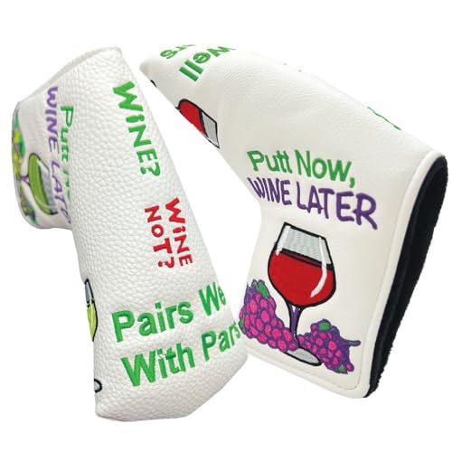 Giggle Golf “Putt Now Wine Later” Golf Club Headcovers. Blade, Mallet & Hybrid Covers. Wine Lover Golf Accessories - Women’s & Men’s Novelty Headcovers. (for Blade) - Image 1
