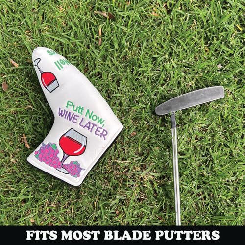 Giggle Golf “Putt Now Wine Later” Golf Club Headcovers. Blade, Mallet & Hybrid Covers. Wine Lover Golf Accessories - Women’s & Men’s Novelty Headcovers. (for Blade) - Image 2