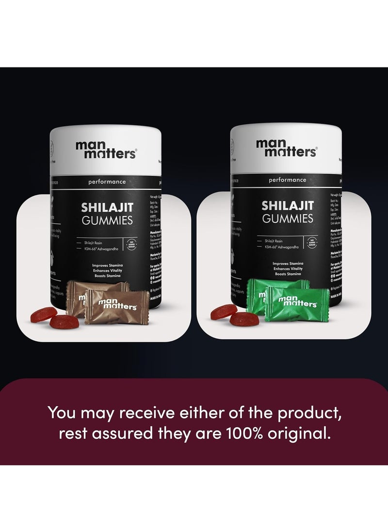 Pure Himalayan Shilajit Gummies with KSM 66 Ashwagandha - Boosts Stamina, Strength & Improves Energy Levels - No Added Sugar - Pack of 60
