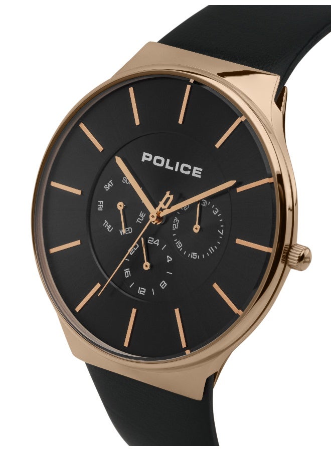 POLICE Men Seattle Black Leather Strap Multifunction Watch for Men, 43mm - Image 2