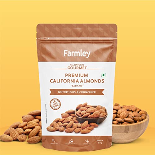 Farmley California Almonds Whole 250g | High Fiber & Protein | Premium Badam Giri | Value Pack (Pack of 1) - Image 3