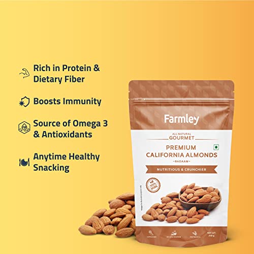 Farmley California Almonds Whole 250g | High Fiber & Protein | Premium Badam Giri | Value Pack (Pack of 1) - Image 4